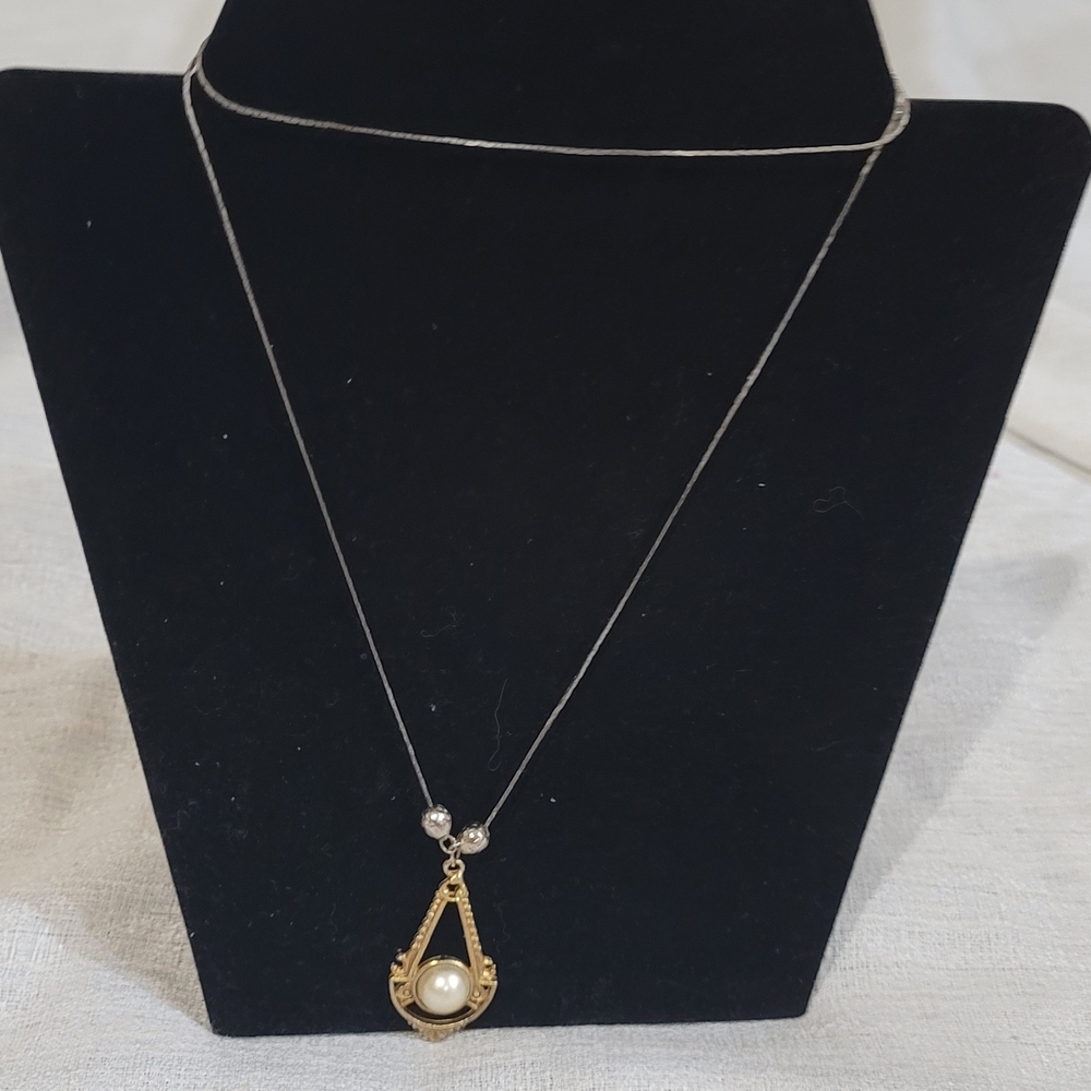 Gold and Silver Teardrop Pendant Necklace